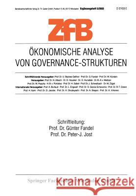 Ökonomische Analyse Von Governance-Strukturen Fandel, Günter 9783409124508