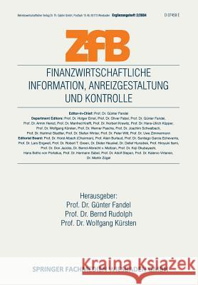 Finanzwirtschaftliche Information, Anreizgestaltung Und Kontrolle Bernd Rudolph Wolfgang K Gunter Fandel 9783409127226 Gabler Verlag
