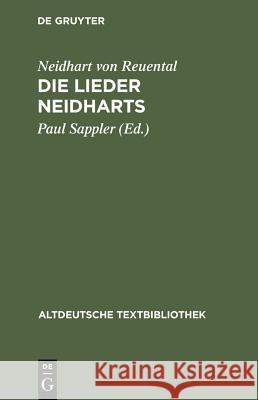 Die Lieder Neidharts Neidhart Von Reuental 9783484201446 Niemeyer, Tübingen