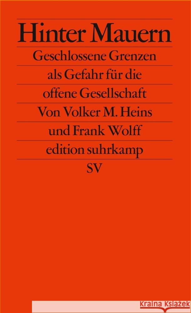 Hinter Mauern Heins, Volker M., Wolff, Frank 9783518128077