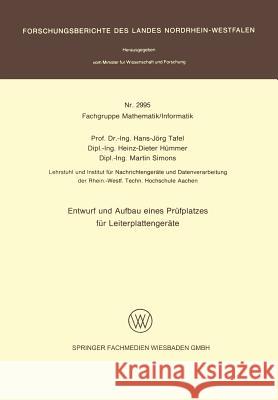 Entwurf Und Aufbau Eines Prüfplatzes Für Leiterplattengeräte Tafel, Hans Jörg 9783531029955 Vs Verlag Fur Sozialwissenschaften