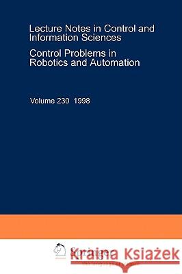 Control Problems in Robotics and Automation Bruno Siciliano M. Thoma K. P. Valavanis 9783540762201 Springer