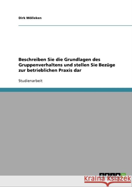 Beschreiben Sie die Grundlagen des Gruppenverhaltens und stellen Sie Bezüge zur betrieblichen Praxis dar Mölleken, Dirk 9783638650816 Grin Verlag