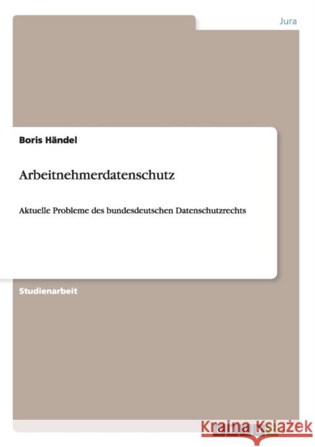 Arbeitnehmerdatenschutz: Aktuelle Probleme des bundesdeutschen Datenschutzrechts Händel, Boris 9783640584420 Grin Verlag