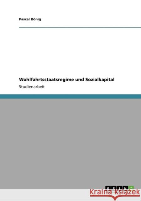 Wohlfahrtsstaatsregime und Sozialkapital Pascal K 9783640665822 Grin Verlag