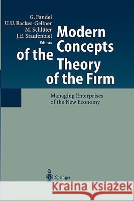 Modern Concepts of the Theory of the Firm: Managing Enterprises of the New Economy Raubenheimer, H. 9783642073496 Not Avail