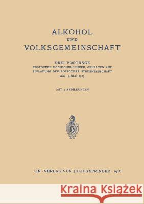 Alkohol Und Volksgemeinschaft Von Wasielewski, T. H. 9783642940491 Springer
