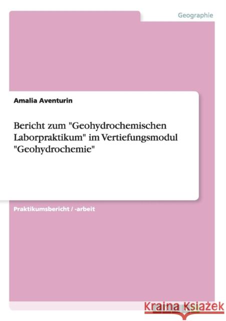 Bericht zum Geohydrochemischen Laborpraktikum im Vertiefungsmodul Geohydrochemie Amalia Aventurin 9783656353942