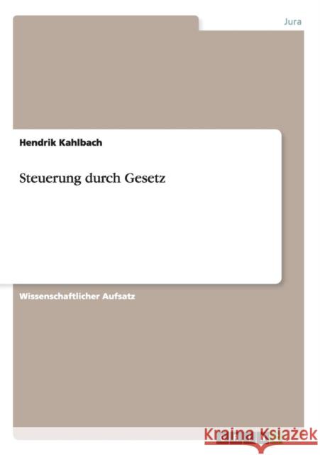 Steuerung durch Gesetz Hendrik Kahlbach 9783656608301 Grin Verlag Gmbh