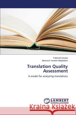 Translation Quality Assessment Kaviani Fahimeh 9783659713125 LAP Lambert Academic Publishing