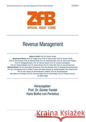 Revenue Management Gunter Fandel Hans Botho Von Portatius Hans Botho Vo 9783834900500 Gabler Verlag