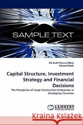 Capital Structure, Investment Strategy and Financial Decisions Dr De-Graft Owusu-Manu, Edward Badu 9783844316766