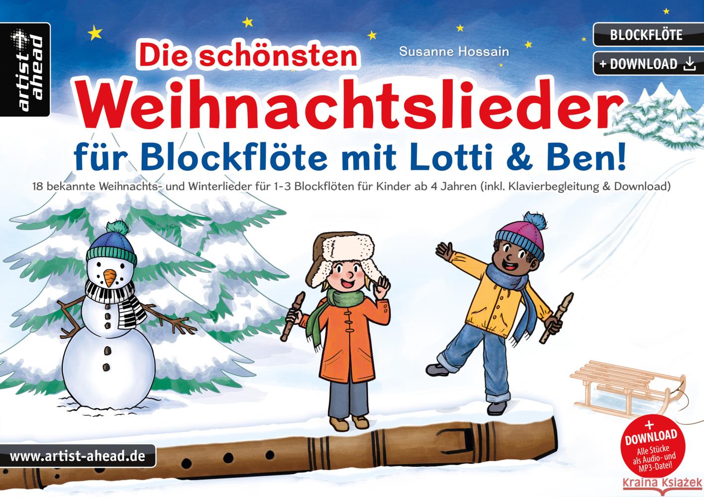 Die schönsten Weihnachtslieder für Blockflöte mit Lotti & Ben! Hossain, Susanne 9783866421882