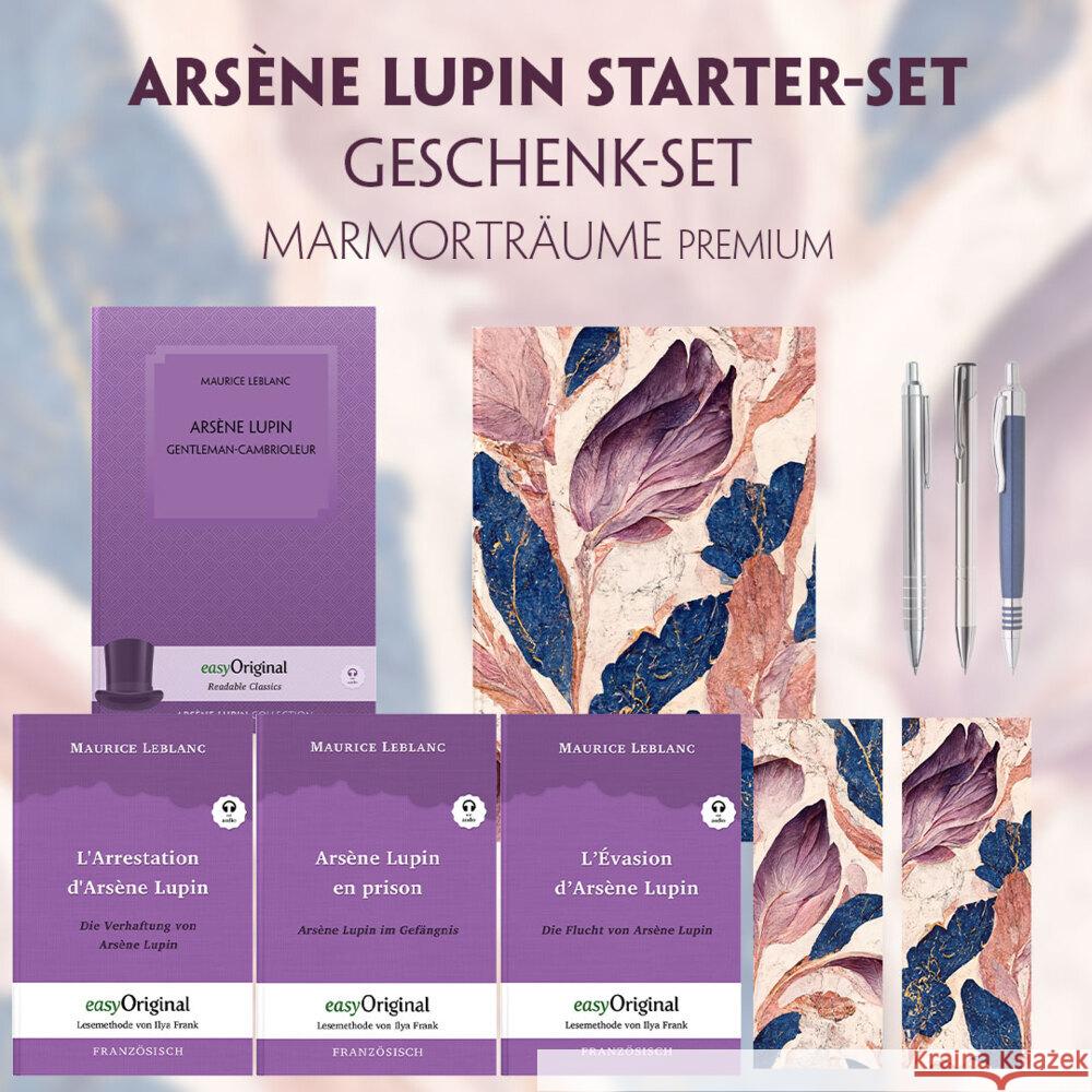 Arsène Lupin Starter-Paket Geschenkset - 4 Bücher (mit Audio-Online) + Marmorträume Schreibset Premium, m. 4 Beilage, m. 4 Buch Leblanc, Maurice 9783991129837