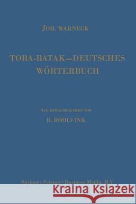 Toba-Batak-Deutsches Wörterbuch Warneck 9789024720187 Springer