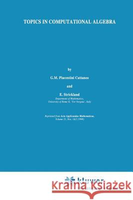 Topics in Computational Algebra G.M.Piacentini Cattaneo Elisabetta Strickland  9789401055147 Springer