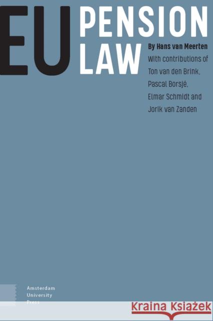 Eu Pension Law Hans Va 9789463725217 Amsterdam University Press