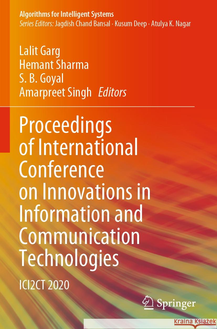 Proceedings of International Conference on Innovations in Information and Communication Technologies: Ici2ct 2020 Garg, Lalit 9789811608759