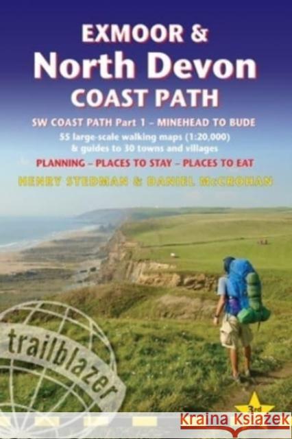 Exmoor & North Devon Coast Path, South-West-Coast Path Part 1: Minehead to Bude (Trailblazer British Walking Guides): Practical walking guide with 55 large-scale walking maps (1:20,000) and guides to   9781912716241 Trailblazer Publications - książka
