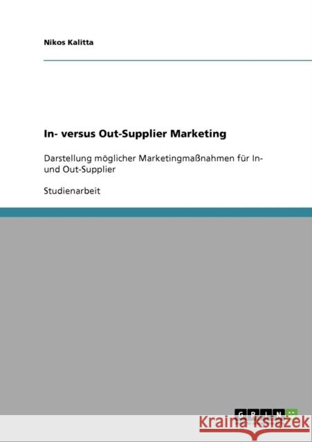 In- versus Out-Supplier Marketing: Darstellung möglicher Marketingmaßnahmen für In- und Out-Supplier Kalitta, Nikos 9783638778978 Grin Verlag - książka