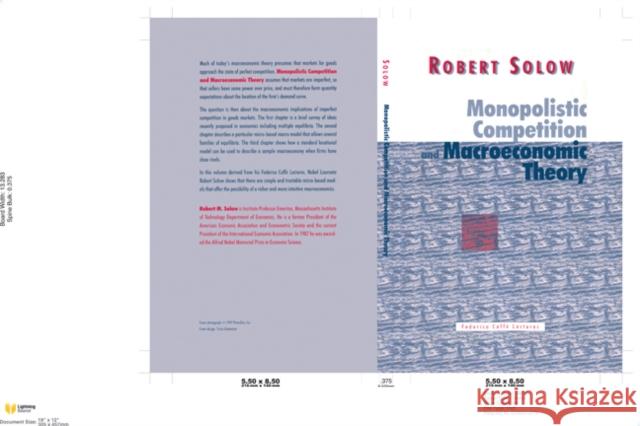 Monopolistic Competition and Macroeconomic Theory Robert M. Solow 9780521623384 CAMBRIDGE UNIVERSITY PRESS - książka