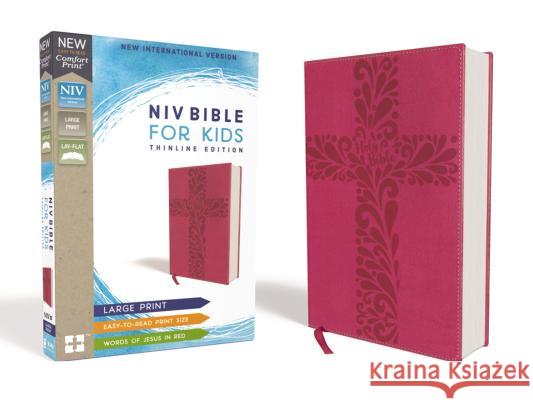 Niv, Bible for Kids, Large Print, Leathersoft, Pink, Red Letter, Comfort Print: Thinline Edition Zondervan 9780310764137 Zonderkidz - książka
