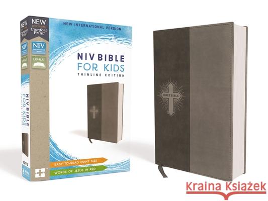 Niv, Bible for Kids, Leathersoft, Gray, Red Letter, Comfort Print: Thinline Edition Zondervan 9780310764250 Zonderkidz - książka