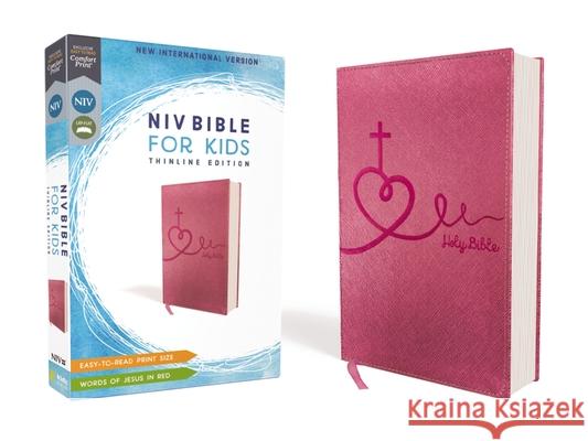 Niv, Bible for Kids, Leathersoft, Pink, Red Letter, Comfort Print: Thinline Edition Zondervan 9780310764229 Zonderkidz - książka