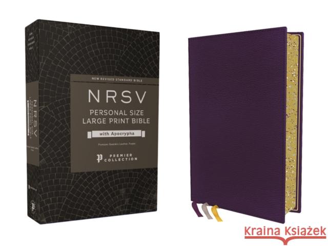 Nrsv, Personal Size Large Print Bible with Apocrypha, Premium Goatskin Leather, Purple, Premier Collection, Printed Page Edges, Comfort Print Zondervan 9780310458678 Zondervan - książka