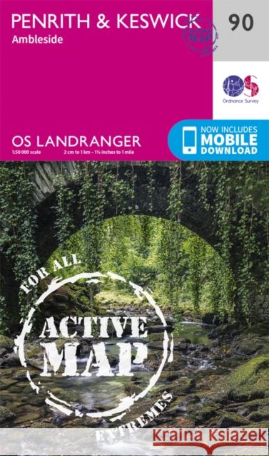 Penrith & Keswick Ordnance Survey 9780319475393 OS Landranger Active Map - książka