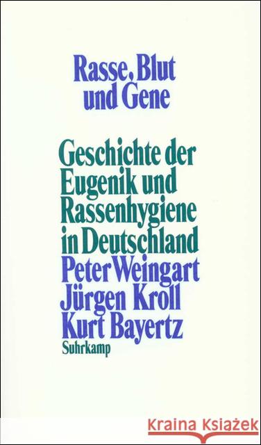 Rasse, Blut und Gene : Geschichte der Eugenik und Rassenhygiene in Deutschland Weingart, Peter Kroll, Jürgen Bayertz, Kurt 9783518578872 Suhrkamp - książka