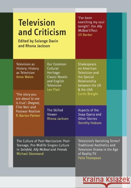 Television and Criticism Solange Davin Rhona Jackson 9781841501475 Intellect Ltd - książka