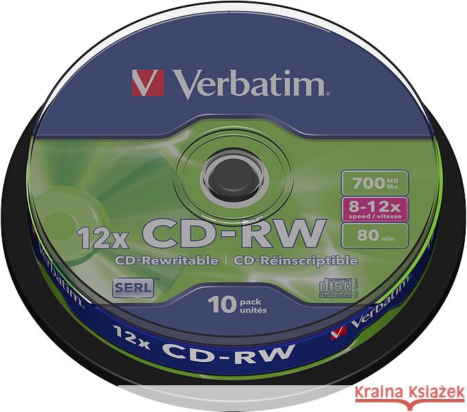 VERBATIM CD-RW SERL 700MB 12x 10er Spindel  0023942434801 Zeitfracht Elektronik - książka