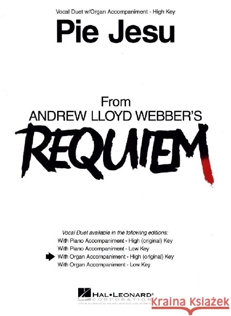 Pie Jesu (from Requiem) Webber, Andrew Lloyd 0073999636079