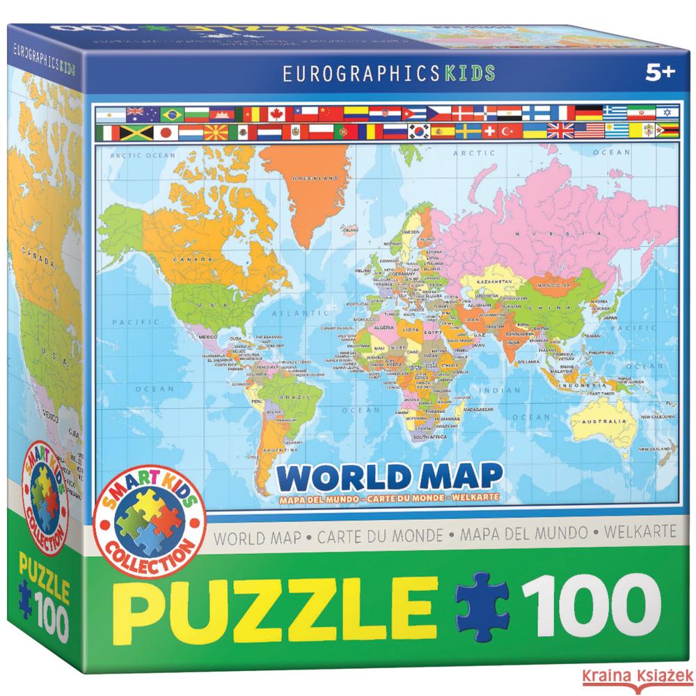 World Map Eurographics Kids 100 Pieces Eurographics 0628136602716