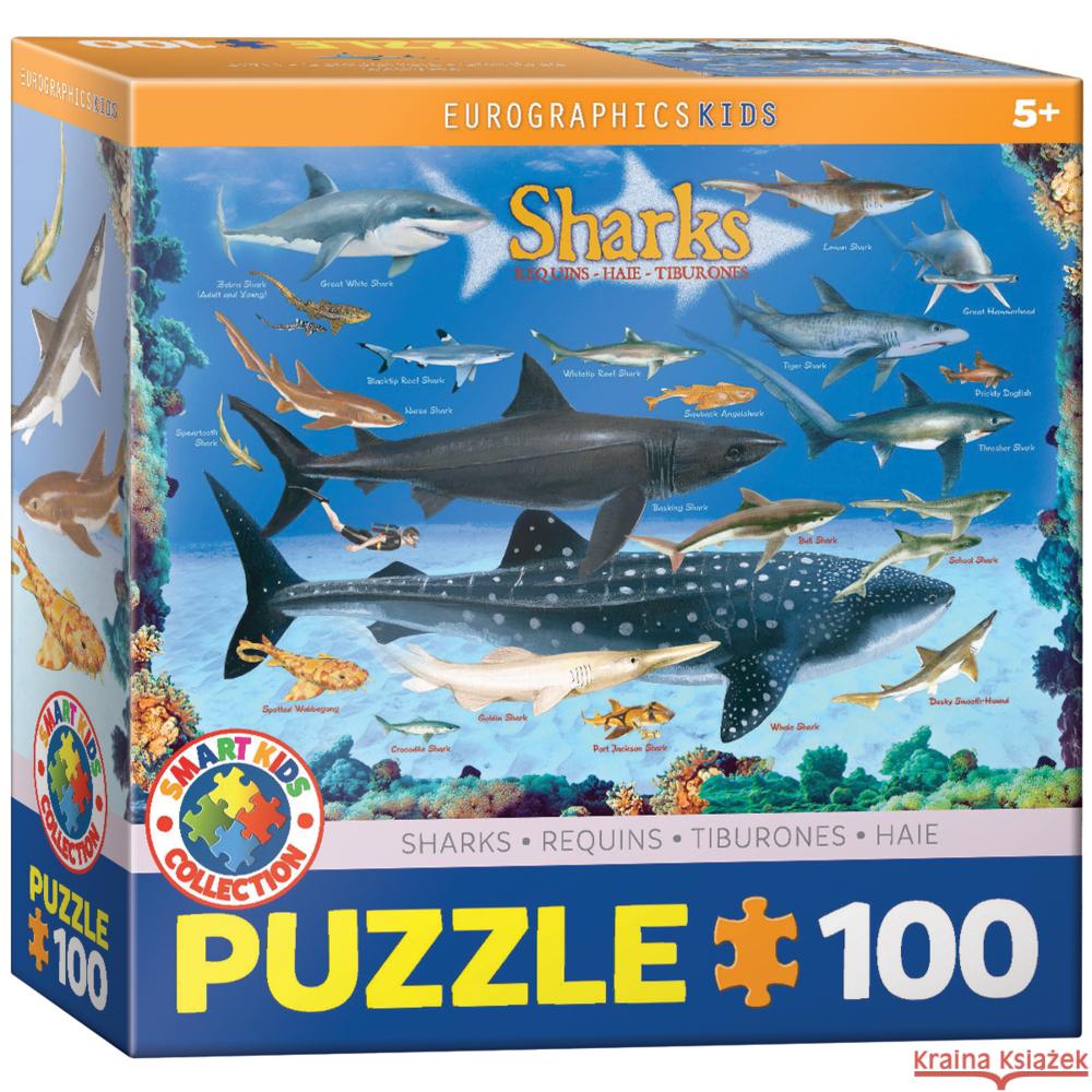 Sharks 100 Pieces Eurographics Kids 5+ Eurographics 0628136610797