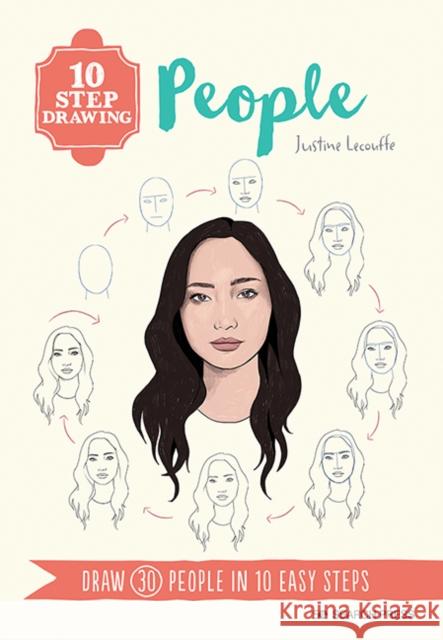 10 Step Drawing: People: Draw 30 People in 10 Easy Steps Justine Lecouffe 9781782218548 Search Press Ltd - książka