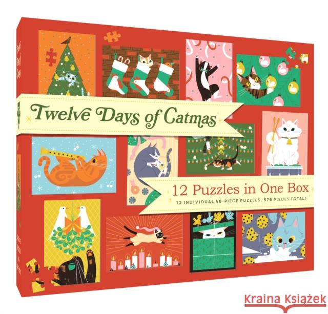 12 Puzzles in One Box: Twelve Days of Catmas Chronicle Books 9781797213798 Chronicle Books - książka