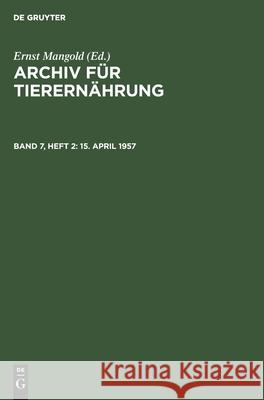 15. April 1957 No Contributor 9783112548691 de Gruyter - książka