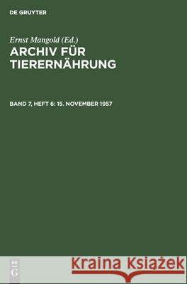 15. November 1957 No Contributor 9783112549032 de Gruyter - książka