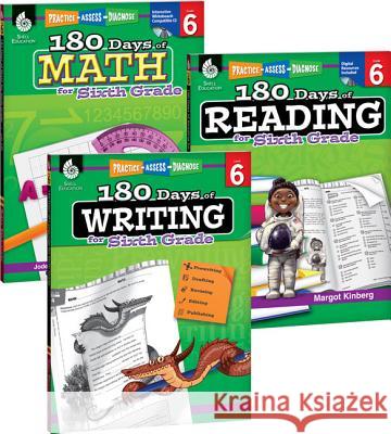 180 Days of Reading, Writing and Math for Sixth Grade 3-Book Set Teacher Created Materials 9781493825950 Shell Education Pub - książka