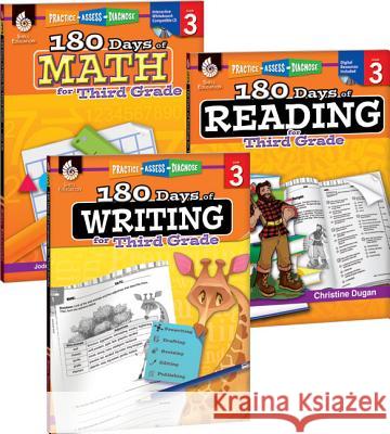 180 Days of Reading, Writing and Math for Third Grade 3-Book Set Teacher Created Materials 9781493825929 Shell Education Pub - książka