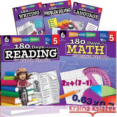 180 Days Reading, Math, Problem Solving, Writing, & Language Grade 5: 5-Book Set Multiple Authors 9781425828028 Shell Education Pub - książka