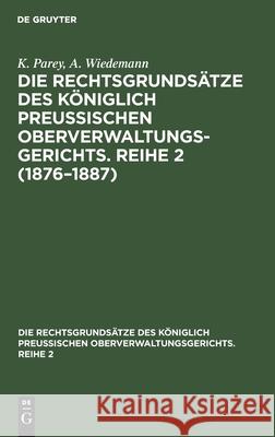 1876-1887 K A Parey Wiedemann, A Wiedemann 9783112386415 De Gruyter - książka