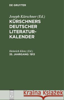 1913 Heinrich Klenz 9783112428214 de Gruyter - książka