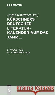 1922 E Neuner, No Contributor 9783112670972 De Gruyter - książka