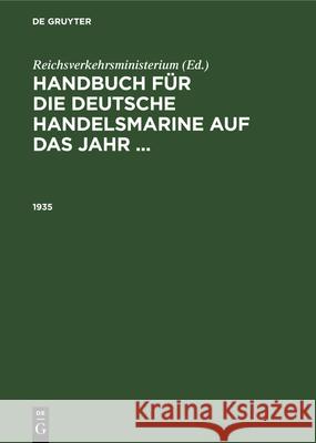 1935 Reichsverkehrsministerium, No Contributor 9783112346112 De Gruyter - książka