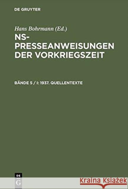 1937. Quellentexte Toepser-Ziegert, Gabriele 9783598112560 K G Saur - książka