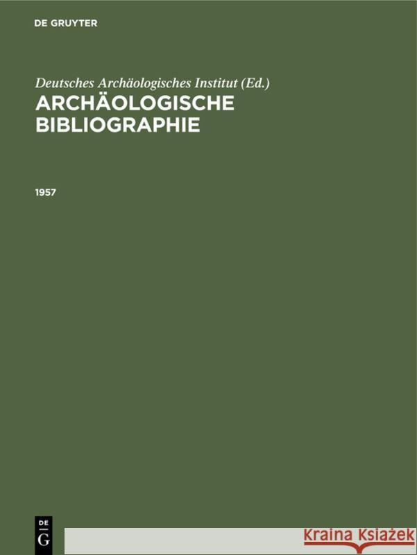 1957 Deutsches Archäologisches Institut 9783112308813 de Gruyter - książka