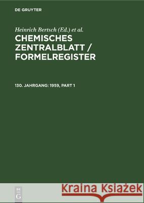 1959 Heinrich Bertsch, Wilhelm Klemm 9783112552537 De Gruyter (JL) - książka